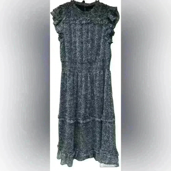 1. State Black & White Ruffle Cap Sleeve Tiered maxi Dress size xl NWOT - Picture 1 of 6